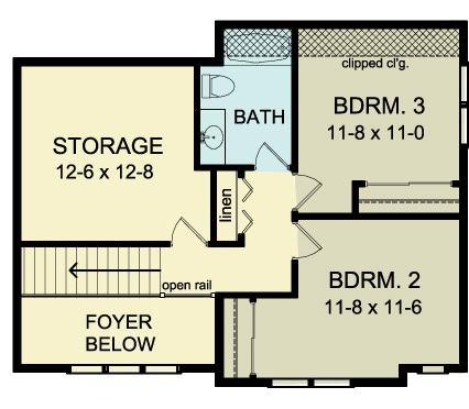 Cape Cod House Plan 54081 with 3 Beds, 3 Baths, 3 Car Garage Second Level Plan