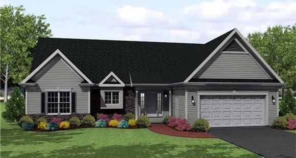 Ranch House Plan 54089 with 3 Beds, 2 Baths, 2 Car Garage Elevation