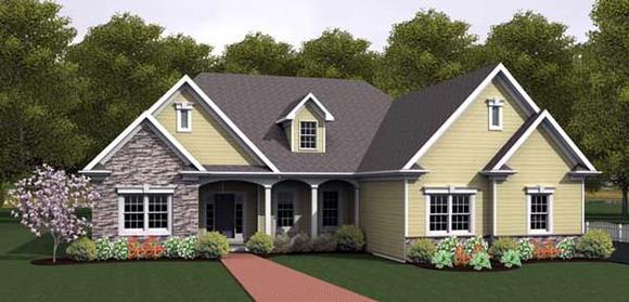 Ranch, Traditional House Plan 54092 with 3 Beds, 3 Baths, 2 Car Garage Elevation