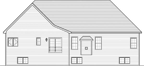 Ranch Traditional Rear Elevation of Plan 54092