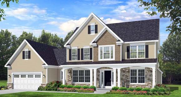 Traditional House Plan 54093 with 4 Beds, 3 Baths, 2 Car Garage Elevation