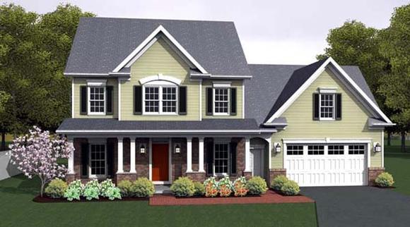 Country, Farmhouse, Southern House Plan 54095 with 3 Beds, 3 Baths, 2 Car Garage Elevation
