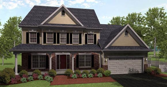 House Plan 54099 with 4 Beds, 3 Baths, 2 Car Garage Elevation
