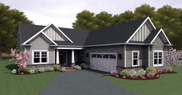 Ranch House Plan 54106 with 3 Beds, 2 Baths, 2 Car Garage Elevation