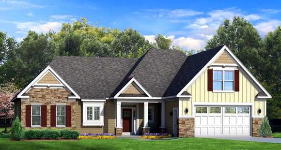 Ranch House Plan 54109 with 3 Beds, 3 Baths, 2 Car Garage Elevation