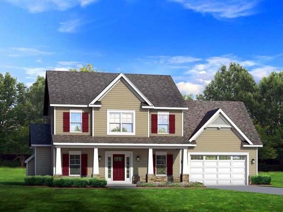 Traditional House Plan 54114 with 3 Beds, 3 Baths, 2 Car Garage Elevation