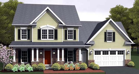 Traditional House Plan 54124 with 4 Beds, 3 Baths, 2 Car Garage Elevation