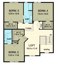 Cape Cod House Plan 54130 with 4 Beds, 4 Baths, 3 Car Garage Second Level Plan