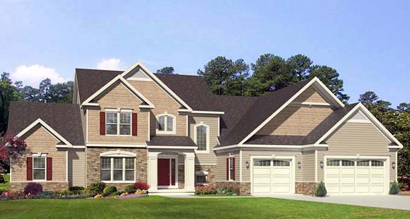 Cape Cod House Plan 54130 with 4 Beds, 4 Baths, 3 Car Garage Elevation