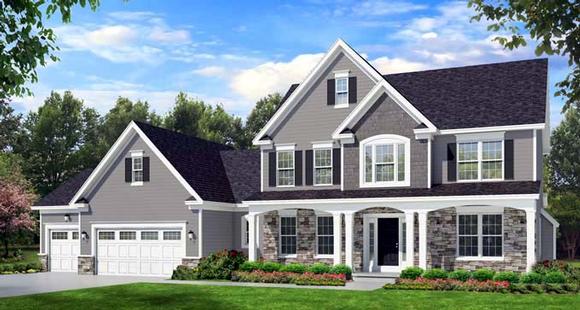 Traditional House Plan 54134 with 4 Beds, 3 Baths, 3 Car Garage Elevation