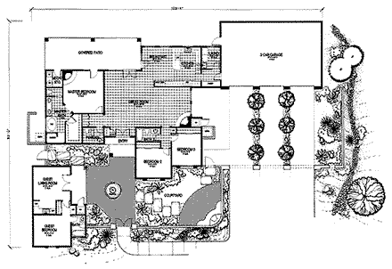 Santa Fe, Southwest House Plan 54626 with 3 Beds, 3 Baths, 3 Car Garage First Level Plan