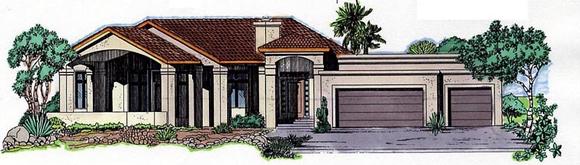 Florida House Plan 54637 with 3 Beds, 3 Baths, 3 Car Garage Elevation
