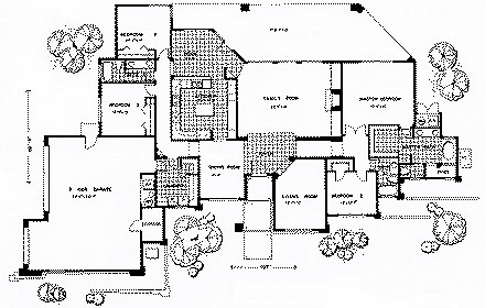Santa Fe, Southwest House Plan 54642 with 4 Beds, 3 Baths, 3 Car Garage First Level Plan