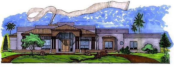 Southwest House Plan 54647 with 3 Beds, 3 Baths, 3 Car Garage Elevation