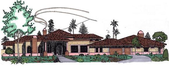 Southwest House Plan 54673 with 4 Beds, 3 Baths, 3 Car Garage Elevation