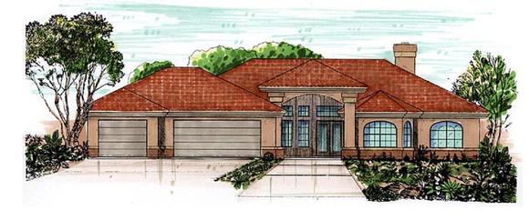 Southwest House Plan 54680 with 4 Beds, 2 Baths, 3 Car Garage Elevation