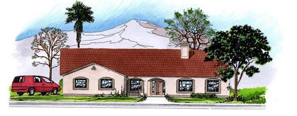 Contemporary, Southwest House Plan 54683 with 3 Beds, 3 Baths, 3 Car Garage Elevation