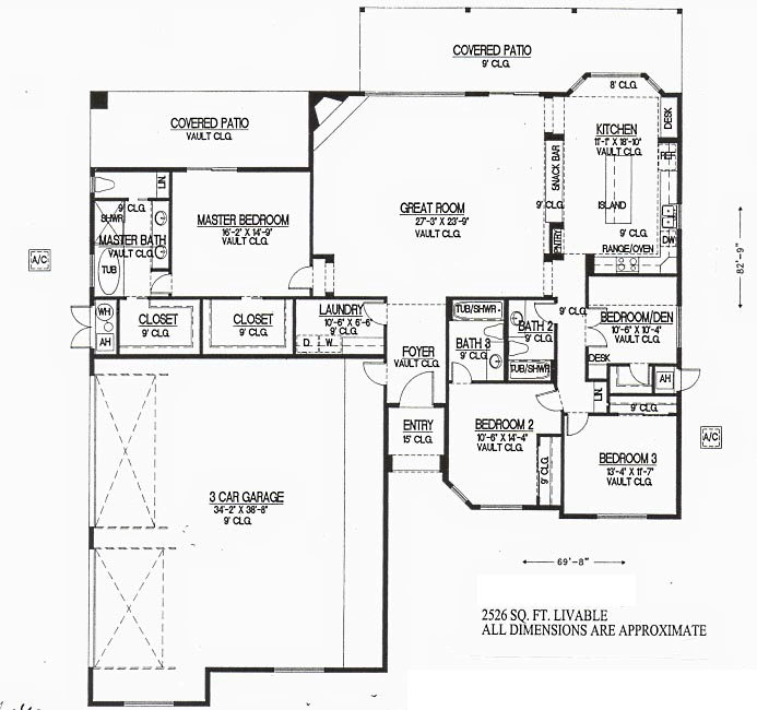 Contemporary, Southwest House Plan 54686 with 4 Beds, 3 Baths, 3 Car Garage Level One