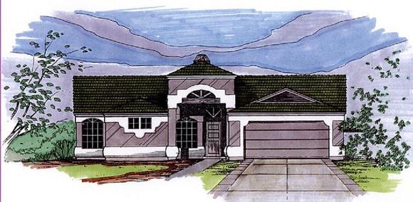 House Plan 54725 with 4 Beds, 2 Baths, 2 Car Garage Elevation