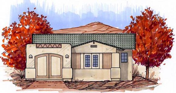House Plan 54745 with 1 Beds, 1 Baths, 1 Car Garage Elevation