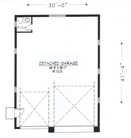 2 Car Garage Plan 54769, RV Storage First Level Plan