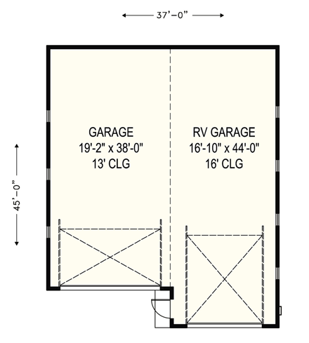 2 Car Garage Plan 54775, RV Storage First Level Plan