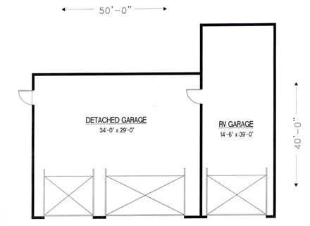 4 Car Garage Plan 54776, RV Storage First Level Plan
