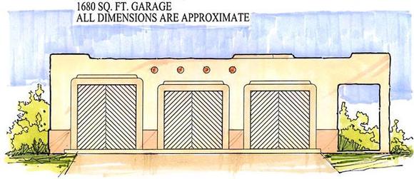 3 Car Garage Plan 54779 Elevation