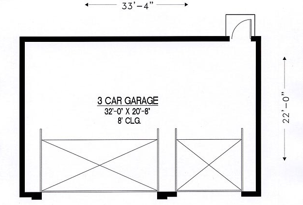 3 Car Garage Plan 54792 Level One