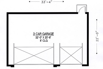 3 Car Garage Plan 54792 First Level Plan