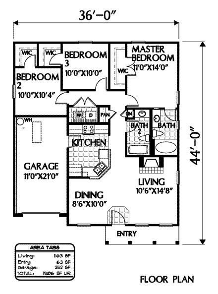 Craftsman House Plan 54860 with 3 Beds, 2 Baths, 1 Car Garage First Level Plan