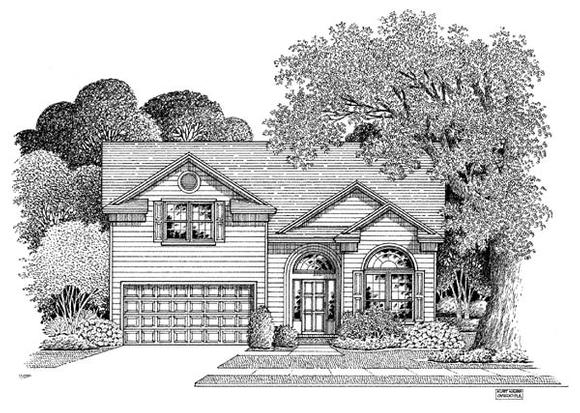 Traditional House Plan 54868 with 3 Beds, 2.5 Baths, 2 Car Garage Elevation