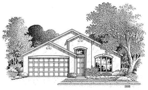 Florida House Plan 54895 with 3 Beds, 2 Baths, 2 Car Garage Elevation