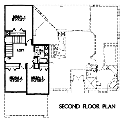 Florida House Plan 54905 with 4 Beds, 2.5 Baths, 2 Car Garage Second Level Plan
