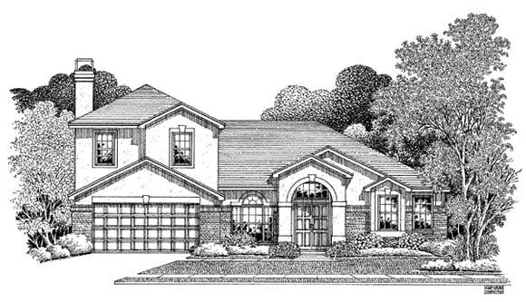 Florida House Plan 54905 with 4 Beds, 2.5 Baths, 2 Car Garage Elevation