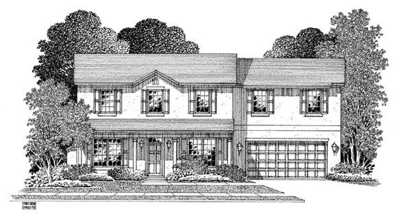 Country House Plan 54911 with 4 Beds, 2.5 Baths, 2 Car Garage Elevation