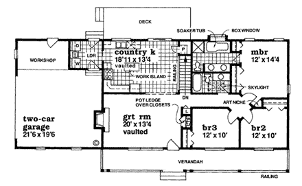 Ranch House Plan 55003 with 3 Beds, 2 Baths, 2 Car Garage First Level Plan