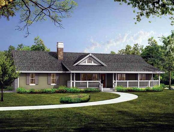 Ranch House Plan 55003 with 3 Beds, 2 Baths, 2 Car Garage Elevation