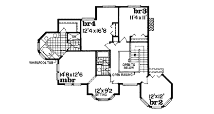 Farmhouse, Victorian House Plan 55010 with 4 Beds, 3 Baths, 2 Car Garage Second Level Plan