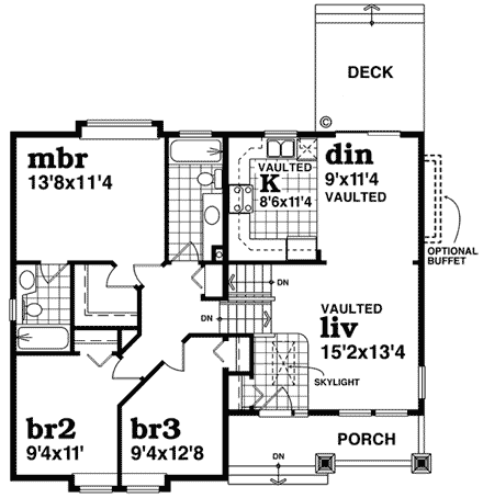 Bungalow, Craftsman, One-Story House Plan 55015 with 3 Beds, 2 Baths Second Level Plan