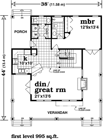 Farmhouse House Plan 55028 with 3 Beds, 3 Baths First Level Plan