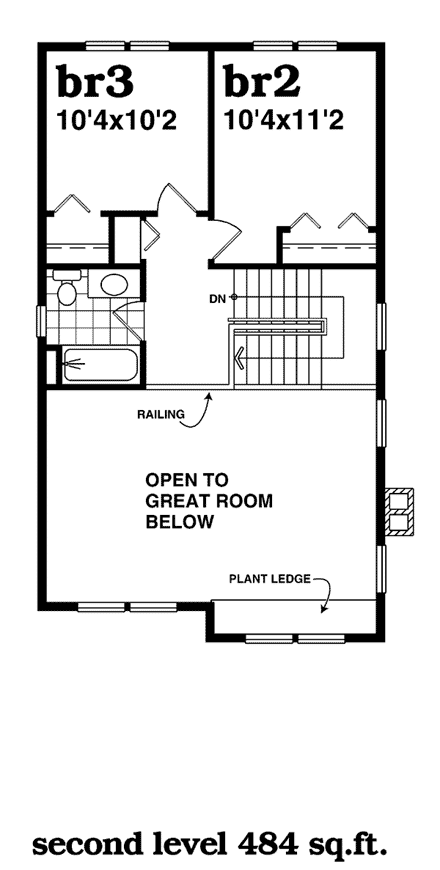 Farmhouse House Plan 55028 with 3 Beds, 3 Baths Second Level Plan