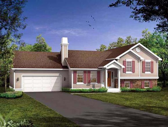 Traditional House Plan 55029 with 3 Beds, 2 Baths, 2 Car Garage Elevation