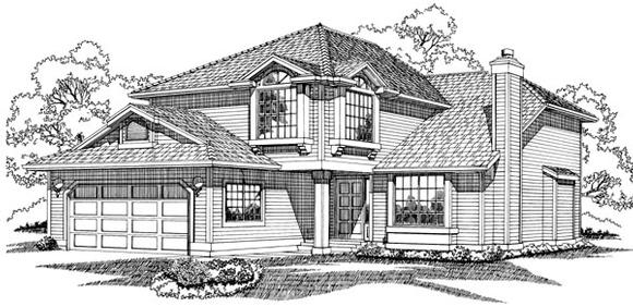 Contemporary House Plan 55039 with 3 Beds, 3 Baths, 2 Car Garage Elevation