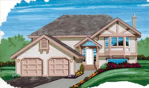One-Story, Tudor House Plan 55098 with 3 Beds, 2 Baths, 2 Car Garage Elevation