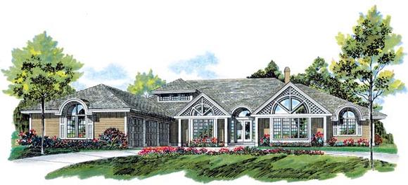Contemporary, One-Story House Plan 55101 with 3 Beds, 4 Baths, 3 Car Garage Elevation