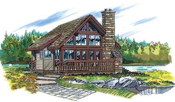 Traditional House Plan 55127 with 1 Beds, 1 Baths Elevation