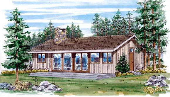 Narrow Lot, One-Story, Ranch House Plan 55134 with 3 Beds, 1 Baths Elevation