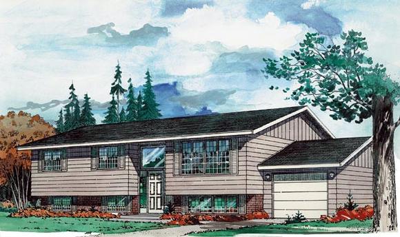 Contemporary, Retro House Plan 55139 with 3 Beds, 2 Baths, 1 Car Garage Elevation