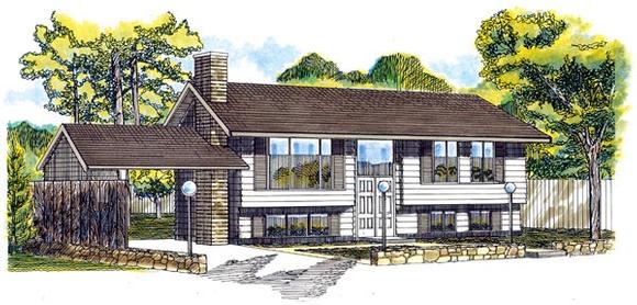 Retro, Traditional House Plan 55140 with 3 Beds, 2 Baths, 1 Car Garage Elevation